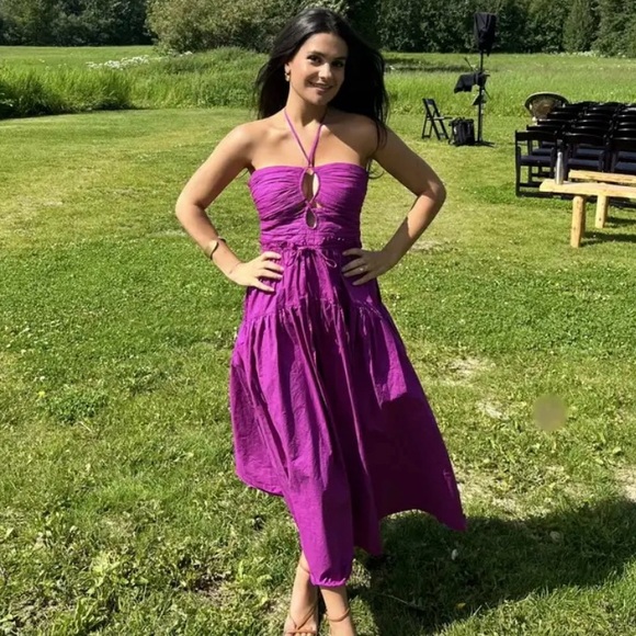 🌺🎉HP🎉🌺 NWT Ulla Johnson Ella Cutout Halter Dress Orchid - Picture 3 of 16